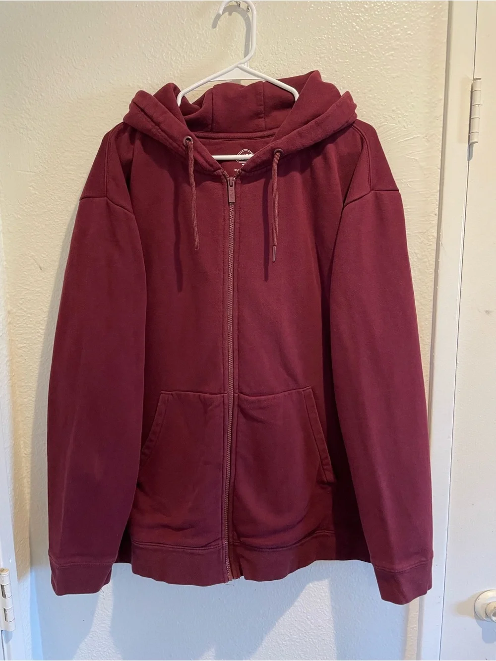 WSS Mens Full Zip Hoodie Sweatshirt 2XL Big & Tall Burgundy Maroon Cotton Blend - Picture 1 of 5